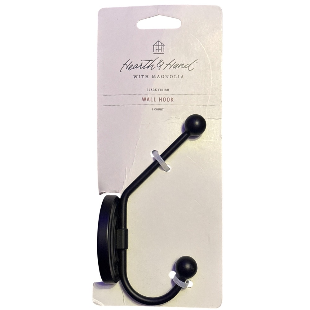 NEW Hearth & Hand Magnolia Black Metal Double Wall Hook Farmhouse 5.5"